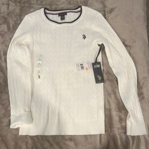 U.S. Polo assn. white long sleeve sweater